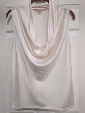 Boston Proper Soft Ivory Satin Cowl Neck Slip Top
